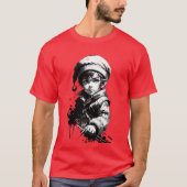 小妖精や小人ブラック&ホワイトインククリスマスTシャツ Tシャツ (正面)