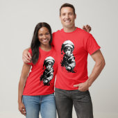 小妖精や小人ブラック&ホワイトインククリスマスTシャツ Tシャツ (ユニセックス)