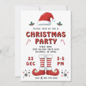 小妖精や小人ブーツサンタクロースハットホワイトクリスマスパーティー 招待状 (正面)