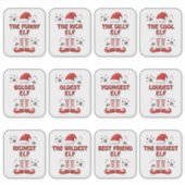 小妖精や小人ブーツサンタクロースハットホワイトクリスマス シール (正面)