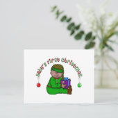 小妖精や小人ベビーアフリカ系アメリカ人1stクリスマス シーズンポストカード (スタンド正面)