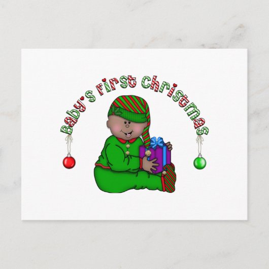 小妖精や小人ベビーアフリカ系アメリカ人1stクリスマス シーズンポストカード (正面)