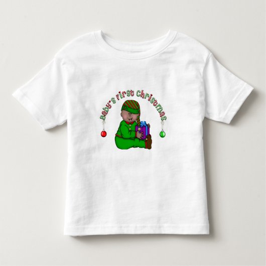 小妖精や小人ベビーアフリカ系アメリカ人1stクリスマス トドラーTシャツ (正面)
