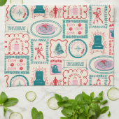 小妖精や小人ホリデーアイコンパターン キッチンタオル (折り畳み)