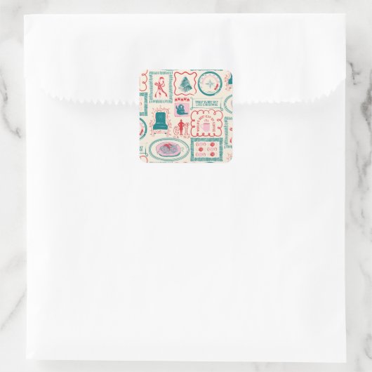 小妖精や小人ホリデーアイコンパターン スクエアシール (バッグ)