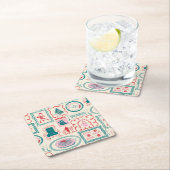 小妖精や小人ホリデーアイコンパターン スクエアペーパーコースター (インサイチュ)