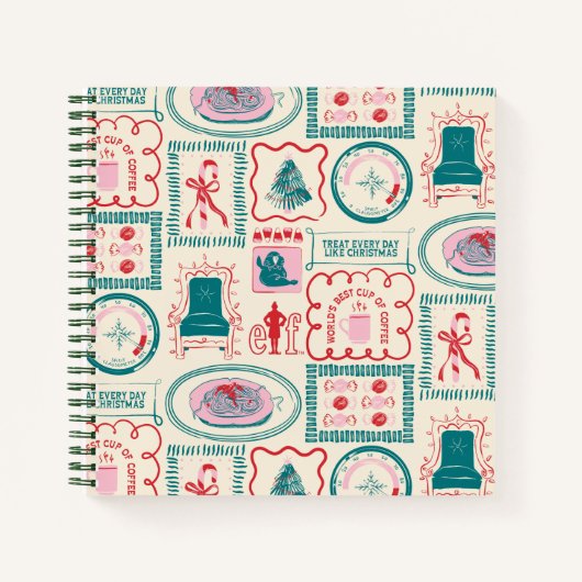 小妖精や小人ホリデーアイコンパターン ノートブック (正面)