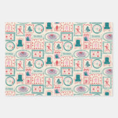 小妖精や小人ホリデーアイコンパターン ラッピングペーパーシート (正面3)