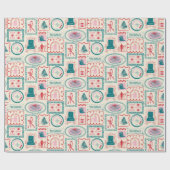 小妖精や小人ホリデーアイコンパターン ラッピングペーパー (フラット)