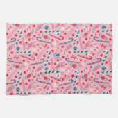 小妖精や小人ホリデーキャンディパターン キッチンタオル (横)