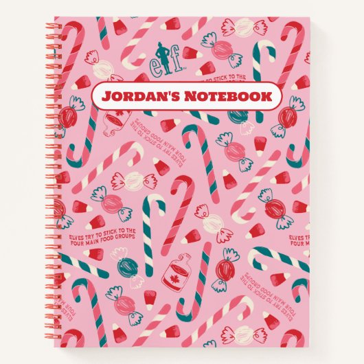 小妖精や小人ホリデーキャンディパターン ノートブック (正面)