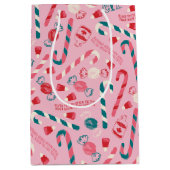 小妖精や小人ホリデーキャンディパターン ミディアムペーパーバッグ (正面)