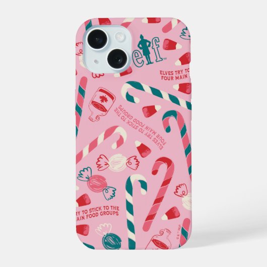 小妖精や小人ホリデーキャンディパターン iPhone 15ケース (裏面)