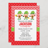 小妖精や小人ホリデーバースデーパーティーの招待 招待状 (正面/裏面)