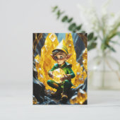 小妖精や小人ホールディングイエロークリスタル ポストカード (スタンド正面)