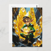 小妖精や小人ホールディングイエロークリスタル ポストカード (正面/裏面)