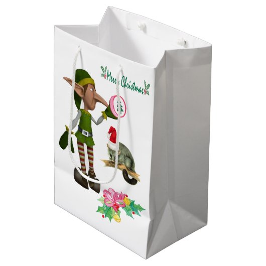 小妖精や小人ポッサムメリークリスマス抱き枕 ミディアムペーパーバッグ (正面アングル)