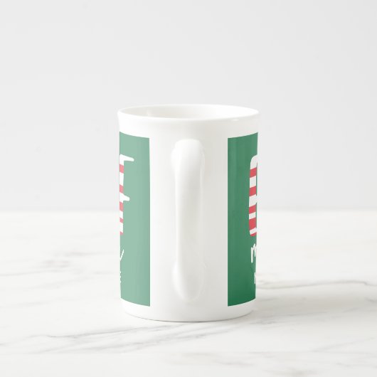 小妖精や小人ママフェスティバル赤、緑と白のクリスマス ボーンチャイナマグカップ (裏面)