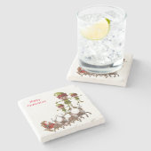 小妖精や小人マーブルストーンコースタークリスマス ストーンコースター (横)