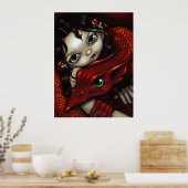 小妖精や小人メイドアンドザドラゴンアートプリント ポスター (キッチン)