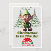 小妖精や小人メリークリスマスグリーティングカード シーズンカード (正面/裏面)
