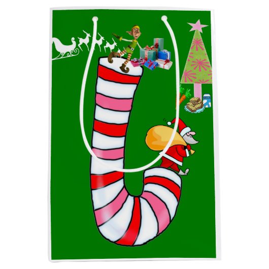 小妖精や小人メリークリスマス抱き枕 ミディアムペーパーバッグ (正面)