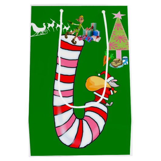 小妖精や小人メリークリスマス抱き枕 ミディアムペーパーバッグ (裏面)