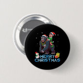 小妖精や小人ライディングゴリラ雪だるまプレゼントメリークリスマス 缶バッジ (正面&裏面)