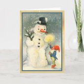 小妖精や小人ライトズ雪だるまズウェイヴィンテージクリスマスカード シーズンカード (正面)