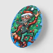 小妖精や小人リース ラウンド壁時計 (傾斜)