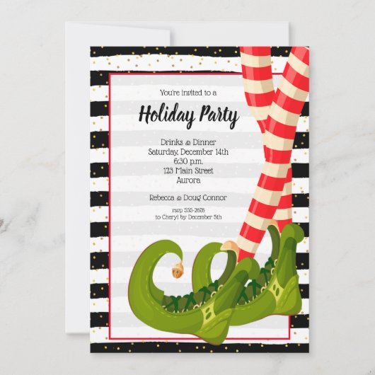 小妖精や小人レグお洒落ホリデークリスマスパーティー 招待状 (正面)