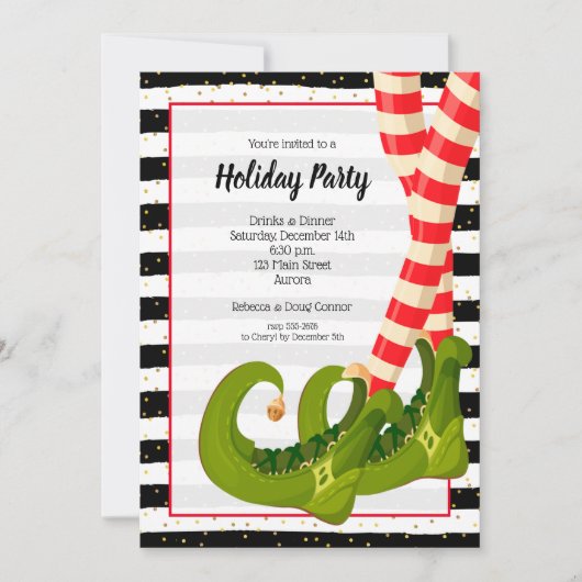 小妖精や小人レグお洒落ホリデークリスマス招待状 (正面)