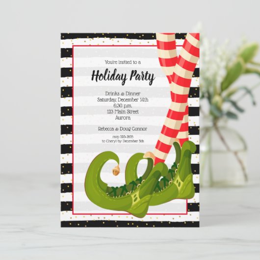 小妖精や小人レグお洒落ホリデークリスマス招待状 (スタンド正面)