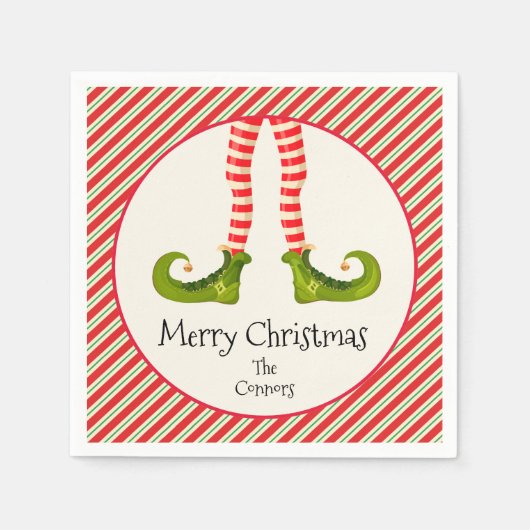 小妖精や小人レグスクリスマスホリデーパーティー スタンダードカクテルナプキン (正面)
