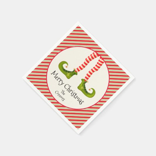 小妖精や小人レグスクリスマスホリデーパーティー スタンダードカクテルナプキン (角)