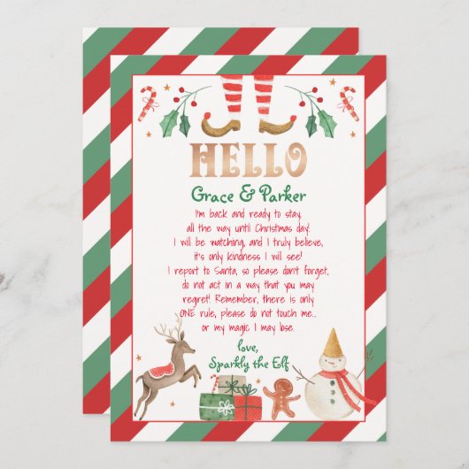 小妖精や小人レターのウェルカムレターからこんにちは 招待状 (正面/裏面)