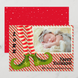 小妖精や小人レッグのクリスマスフォト シーズンカード