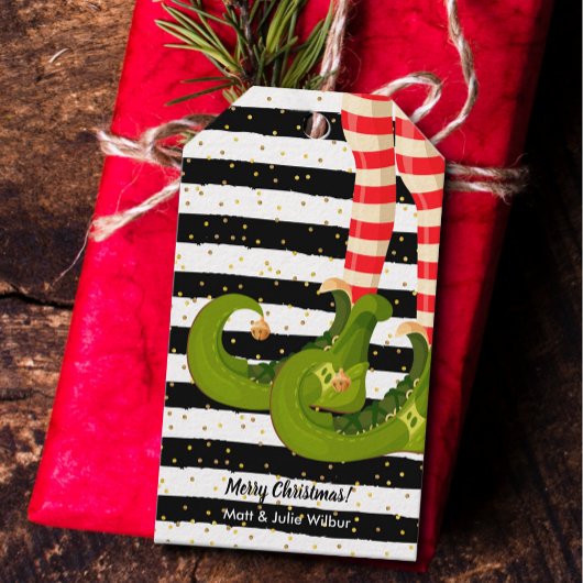 小妖精や小人レッグオンブラックとホワイトストライプズ ギフトタグ