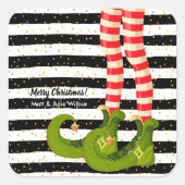 小妖精や小人レッグオンブラックとホワイトストライプズ スクエアシール (正面)