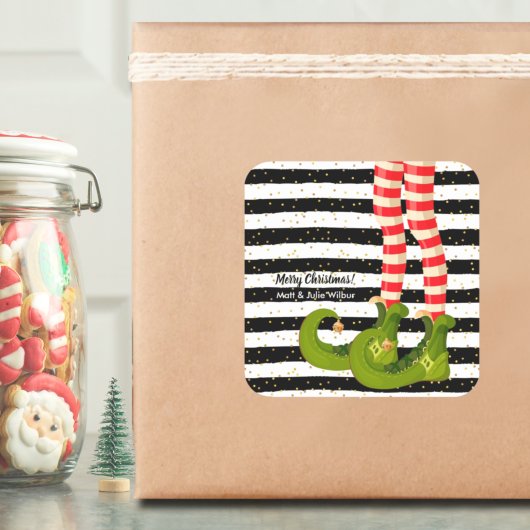 小妖精や小人レッグオンブラックとホワイトストライプズ スクエアシール