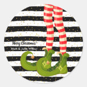小妖精や小人レッグオンブラックとホワイトストライプズ ラウンドシール (正面)