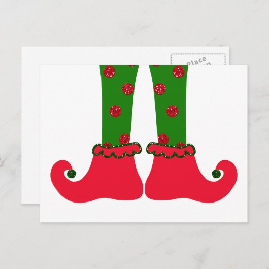 小妖精や小人レッグクリスマスポストカード シーズンポストカード (正面/裏面)