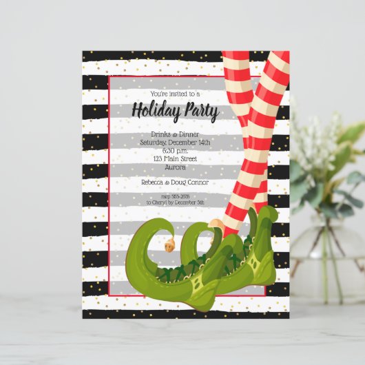 小妖精や小人レッグホリデークリスマスバジェット招待状 (スタンド正面)