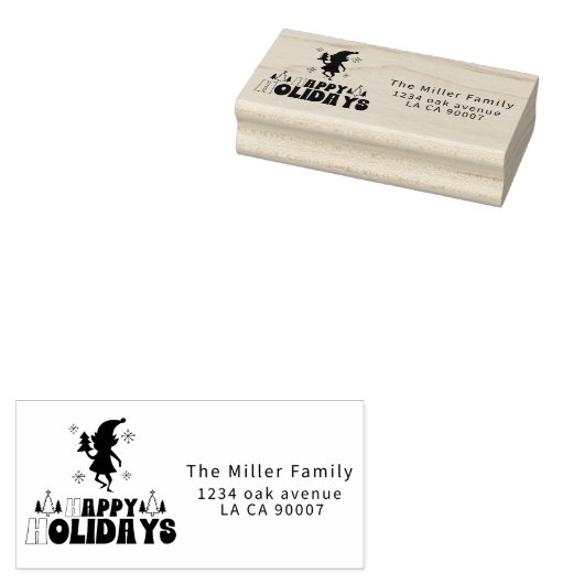 小妖精や小人レトロメリークリスマス ラバースタンプ (押印)