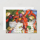 小妖精や小人ワークショップクリスマス シーズンポストカード (正面/裏面)