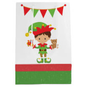 小妖精や小人付きギフト及び白い背景のラッピング紙 ミディアムペーパーバッグ (裏面)