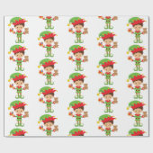 小妖精や小人付きギフト及び白い背景のラッピング紙 ラッピングペーパー (フラット)