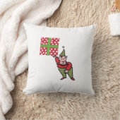 小妖精や小人付き水玉模様ギフトスクエア装飾用クッション クッション (ブランケット)