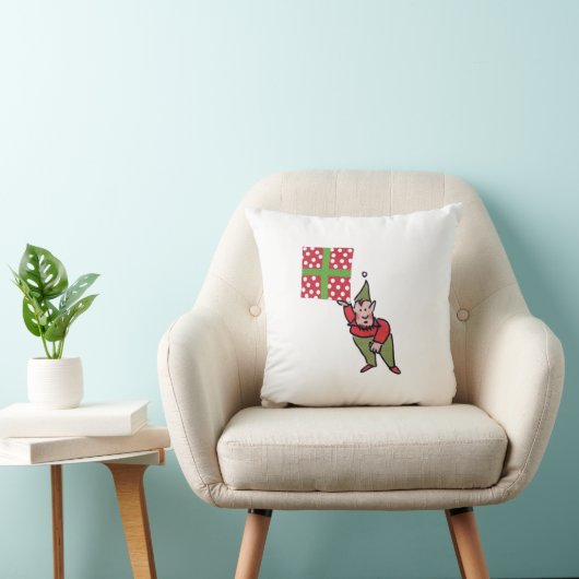 小妖精や小人付き水玉模様ギフトスクエア装飾用クッション クッション (椅子)
