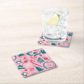 小妖精や小人休日の枠アイコンのパターン スクエアペーパーコースター (インサイチュ)